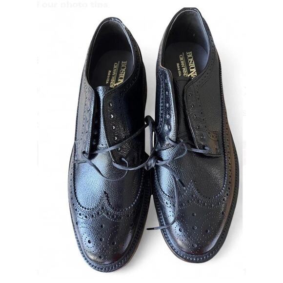 RARE UNWORN 1980s | BOSTONIAN 10D/B BLACK GRAIN LONGWING BLUCHER VINTAGE USA - Picture 1 of 9